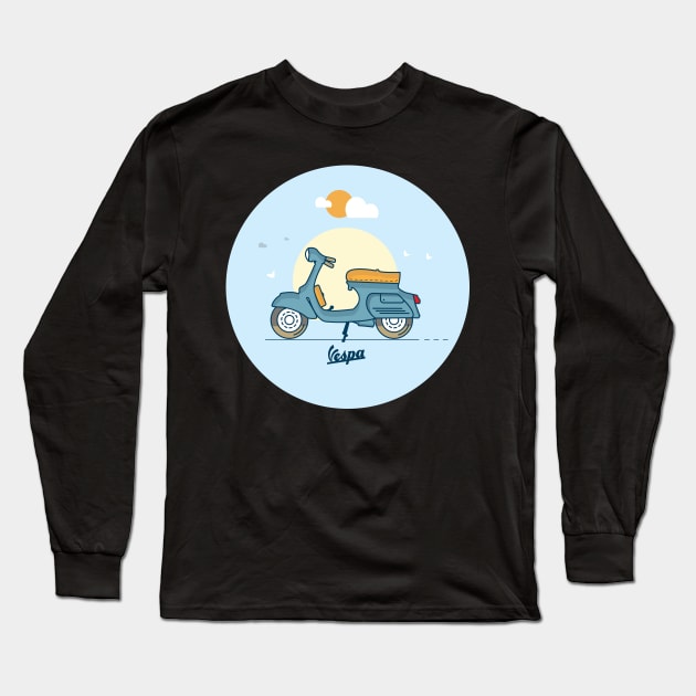 Vespa Vintage Blue Long Sleeve T-Shirt by REGDYX